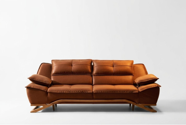 Dreisitzer Stoffsofa Couch Braun Sofa 3 Sitzer Polstersofa Modern