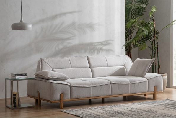 Dreisitzer Couch Stoffsofa Sofa Sitzer Polstersofa Stoff Modern Grau