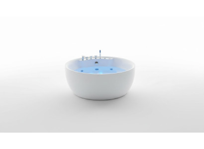 Runde Badewanne Whirlpool Wannen LED Sprudel Wanne Massage Design Wellness