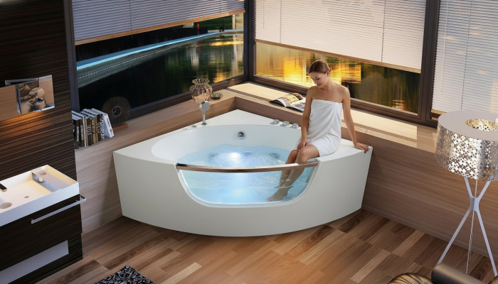 Eckwanne Eckbadewanne Whirlpool  Relax Wanne Spa Indoor Badewanne