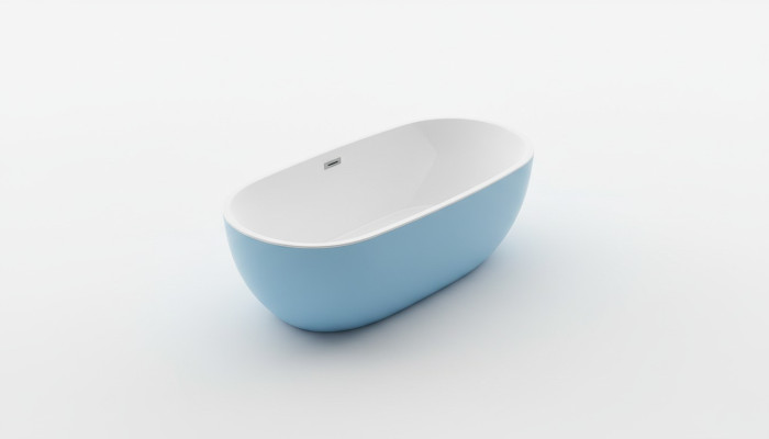 Wanne Standbadewanne Freistehende Badewanne Zeitgenössisch Blau Oval
