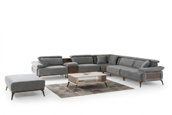 Ecksofa L form Stoffsofa Polstersofa Couch Sofa Blau Moderne Stoff