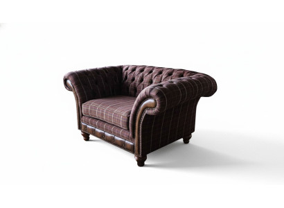 Chesterfield 1 Sitzer Couch Polster Sitz Textil Stoff Couchen Luxus Sofa