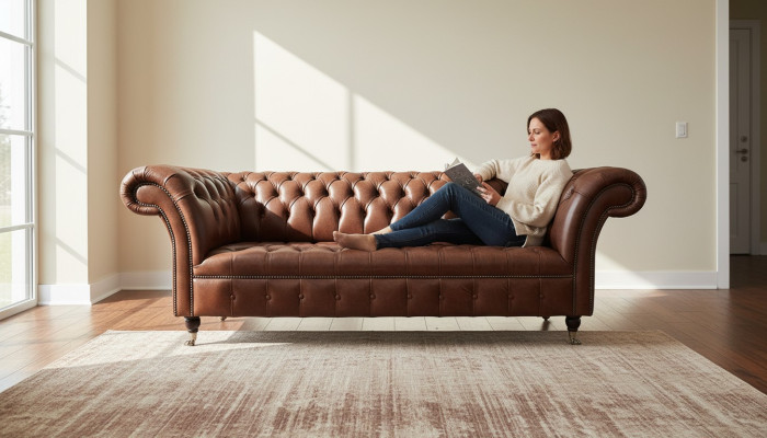 Chesterfield Sofa Dreisitzer Vintage Couches big xxl Braun Textil Leder