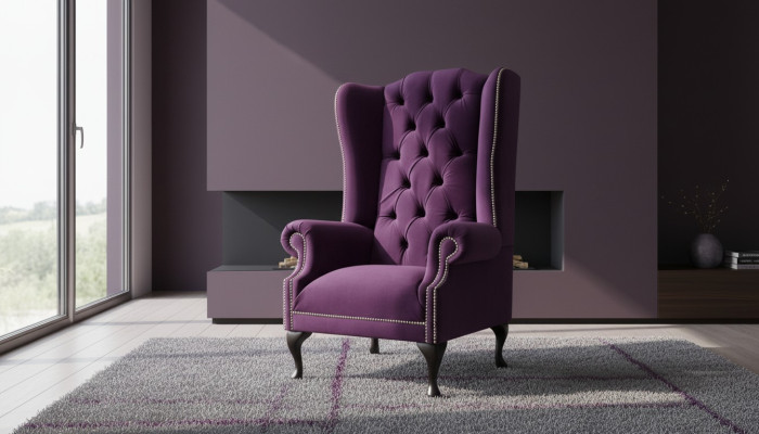 Ohrensessel Sessel Design Polster Sofa Couch Chesterfield Textil Neu