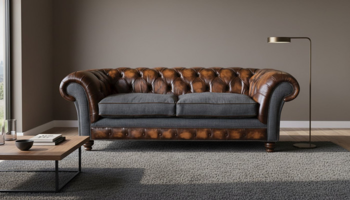 Chesterfield Design Luxus Polster Sofa Couch Sitz Wohnzimmer Leder Neu