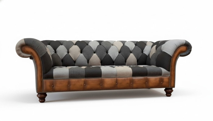 Chesterfield 3 Sitzer Couch Polster Textil Couchen Wohnzimmer Sofa Neu