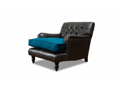 Chesterfield Sessel Couch 1 Sitzer Couchen Polster Sofa Leder Grau