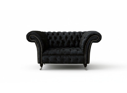 Chesterfield Sessel Design Polster Couch Schwarz Textil Stoff Lounge