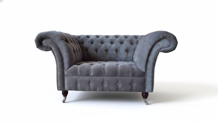Chesterfield Sofa 1.5 Sitzer Couch Polster Design Sofas Sitz Polster Grau