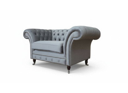 Chesterfield Sessel Textil Sofa Stoff Couch Sofas Couchen Lounge Grau