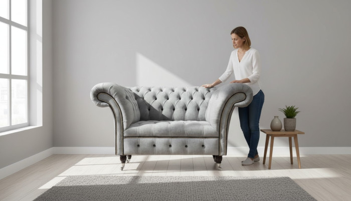 Chesterfield Sessel Stoff Wohnzimmer Design Polster Textil Design Luxus