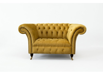 Chesterfield Gelb Sessel Couch Polster Luxus Textil Design Couchen Neu