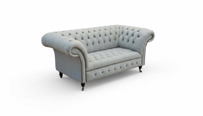 Chesterfield Couch Polster Möbel Zweisitzer Grau Couchen Sofas Leder