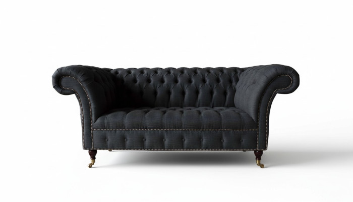 Design Chesterfield Stoff Couch Sofa 2 Sitzer Polster Textil Stoff Neu
