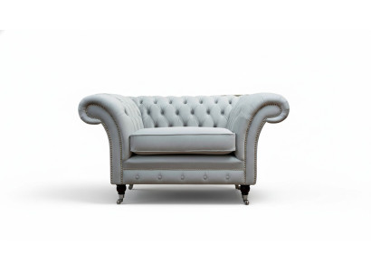 Sessel Polster Sofa Textil Chesterfield Couchen 1 Sitzer Einsitzer Grau