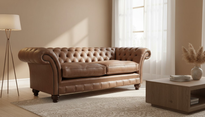 Chesterfield Sofa Design Luxus Leder Polster Klassische Sofa 3 Sitzer