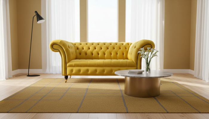 Chesterfield Couch Sofa Polster 2 Sitzer Wohnzimmer Couchen Sitz Gelb