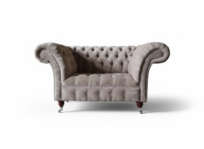 Chesterfield Sofa Couch 1 Sitzer Luxus Textil Stoff Couchen Polster Neu