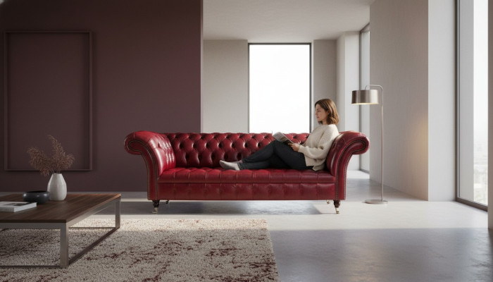 Chesterfield 3 Sitzer Leder Couch Polster Luxus Braun Sofa Möbel 230cm