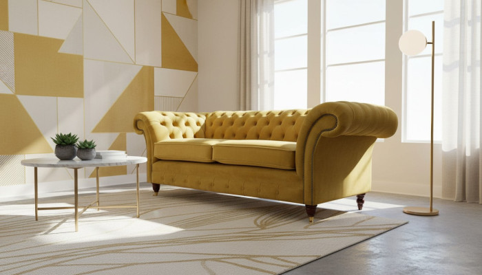 Chesterfield Sofa 3 Sitz Design Couch Dreisitzer Luxus Möbel Stil Textil