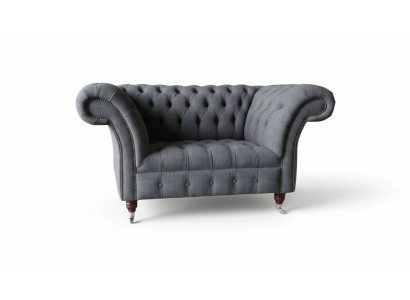 Chesterfield Design Sessel Grau Polster Luxus Textil Couchen 1 Sitzer