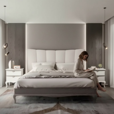 Komplettes Set Bett 2x Nachttische 3 tlg. Schlafzimmer Sets Luxus Betten