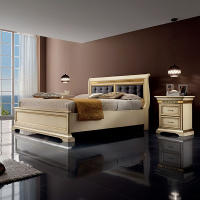 Bett 2x Nachttische 3tlg. Schlafzimmer Set Designer Luxus Komplett Sets