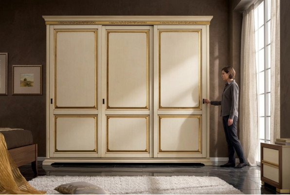 Kleiderschrank Holz Schrank Schlafzimmer Möbel Design Schränke Beige