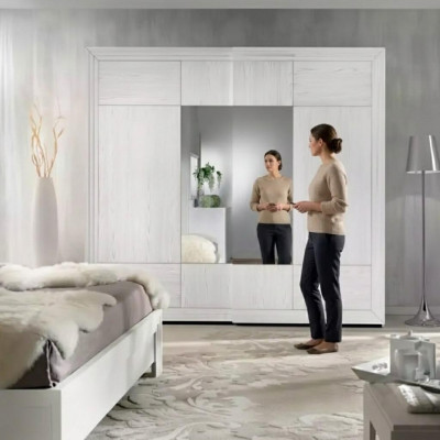 Kleiderschrank Weiß Schrank Holz Schlafzimmer Design Modern Möbel Neu