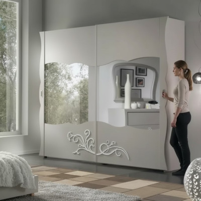 Kleiderschrank Schrank Luxus Möbel Holz für Schlafzimmer Grau Modernes