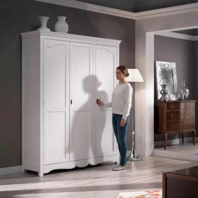 Kleiderschrank Holzschrank Schrank Schlafzimmer Luxus Möbel Weiß Neu