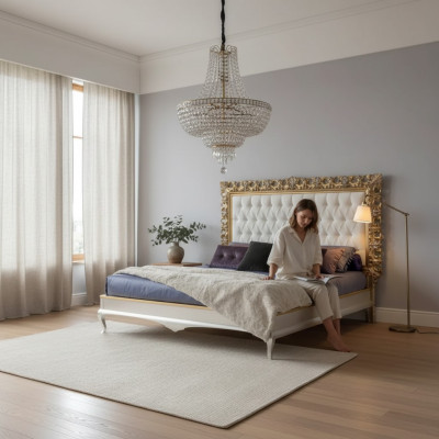 Bett Luxus Bettrahmen Holz Schlafzimmer Doppel Italienische Möbel Neu