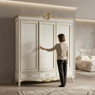 Klassischer Stil Kleiderschrank Schrank Holz Garderobe Schlafzimmer Neu
