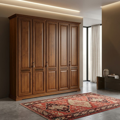 Klassischer Kleiderschrank Möbel Schränke Schlafzimmer Design Braun Neu