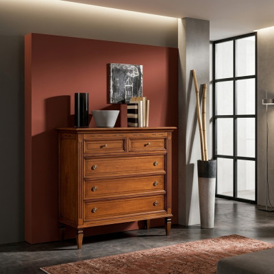 Luxus Schlafzimmer Kommode mit 5 Schubladen Holzschrank Design Möbel Neu