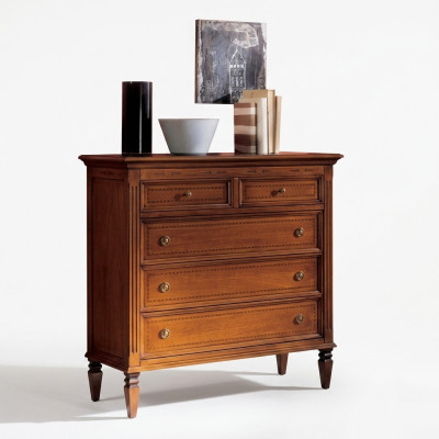 Luxus Schlafzimmer Kommode mit 5 Schubladen Holzschrank Design Möbel Neu