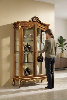 Glasschrank Vitrine Möbel Holzschrank Vitrinen Luxus Schrank Holz Neu