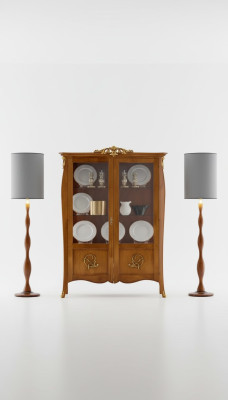 Luxus Holz Vitrine Anrichte Design Braun Italienische Möbel Schrank Neu