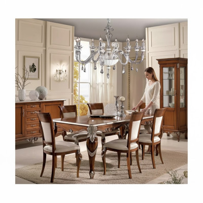 Klassische Set Esstisch + 6x Stühle Garnitur Tische Esszimmer Gruppe Neu