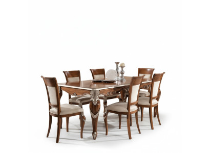 Klassische Set Esstisch + 6x Stühle Garnitur Tische Esszimmer Gruppe Neu