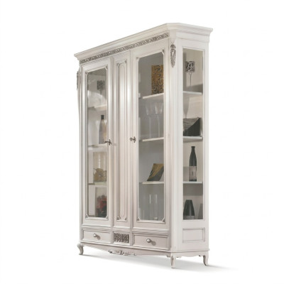 Klassische Vitrine Wohnzimmer Vitrinenschrank Weiß Glasvitrine Neu
