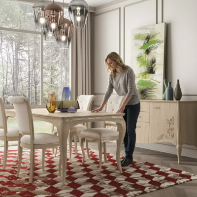 Esszimmer Set 6tlg. Esstisch 4x Stühle Sideboard Gruppe Garnitur Beige