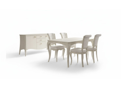 Esszimmer Set Weiß Esstisch 4x Stühle Sideboard Elegantes Design Neu 6tlg.