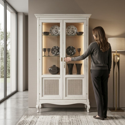 Vitrine Anrichte Vitrinen Luxus Glas Schrank Holz Design Möbel Italien