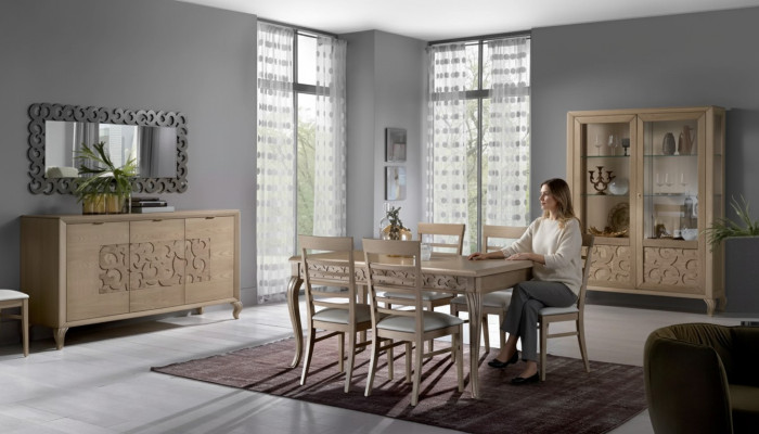 Design Esszimmer Set Esstisch 8tlg Holz Möbel Sideboard 4x Stühle Neu