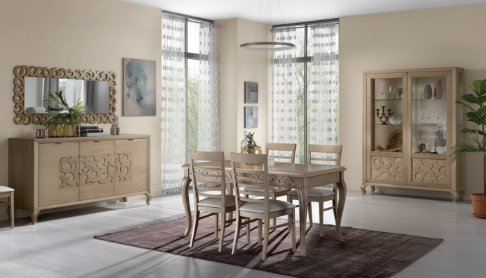 Design Esszimmer Set Esstisch 8tlg Holz Möbel Sideboard 4x Stühle Neu