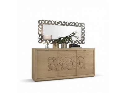 Luxus Sideboard Spiegel Wohnzimmer Holz Schrank Kommoden Braun 2tlg