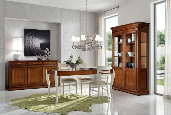 Esszimmer Set Garnitur Tisch Sideboard Vitrine Gruppe Essgarnitur 3tlg. Neu