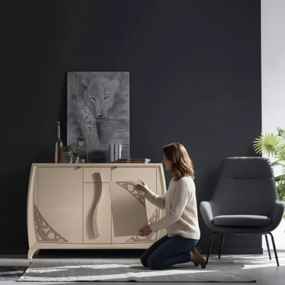 Kommode Sideboard Holz Schrank Beige Möbel Kommoden Wohnzimmer Neu